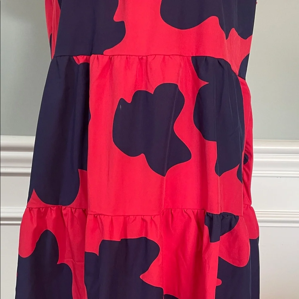 Red and Navy Floral Tiered Dress Size XL